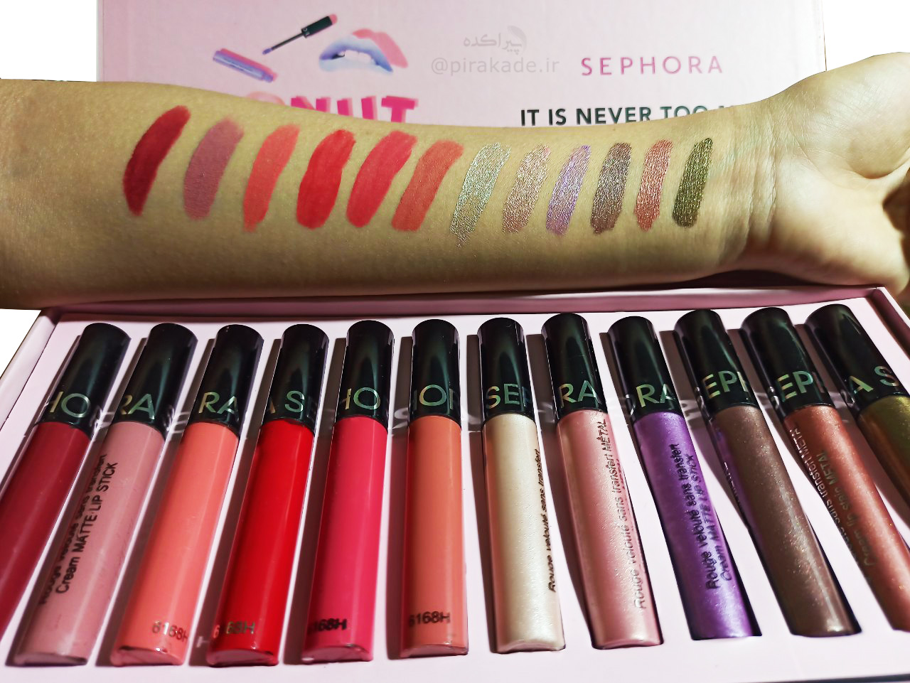 تست رنگبندی پک رژ و هایلایتر سفورا Sephora collection